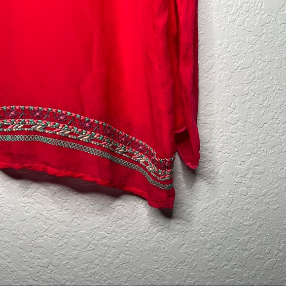 Johnny Was Womens Embroidered Floral Pink Tunic Swing Top Small Shirt Blouse - Picture 3 of 7